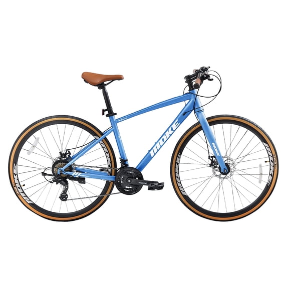 ICEELF 24-Speed 700C Wheel Hybrid Bike, Dual Disc Brakes Lightweight City Commuter Bicycle with Trigger Shifting, Internal Wiring Frame for Men & Women Adults, Multiple Colors