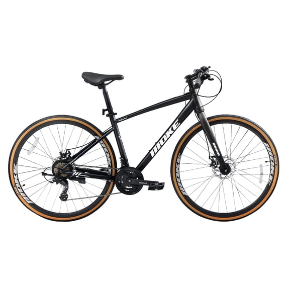 ICEELF 24-Speed 700C Wheel Hybrid Bike, Dual Disc Brakes Lightweight City Commuter Bicycle with Trigger Shifting, Internal Wiring Frame for Men & Women Adults, Multiple Colors