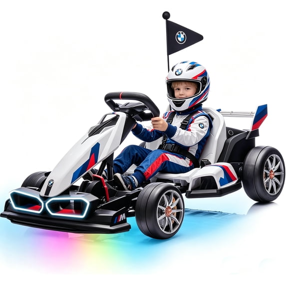 ICEEIF 24V Electric Go Kart for Kids 6-12, Dual-Motor Drift Kart with Adjustable Seat, 2-Speed Modes, LED Light Strip & Drift Tires, Safe Sturdy Ride
