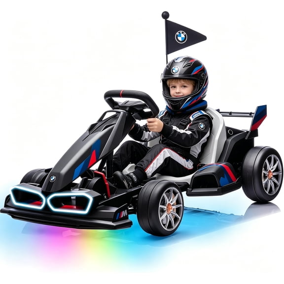 ICEEIF 24V Electric Go Kart for Kids 6-12, Dual-Motor Drift Kart with Adjustable Seat, 2-Speed Modes, LED Light Strip & Drift Tires, Safe Sturdy Ride