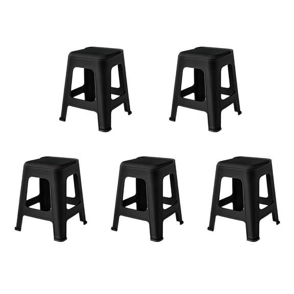ICEELF 5 Pack Stackable Classroom Stools, 18.8" Height Black Plastic Nesting Stools, Portable Backless Flexible Seating for Classroom, School, Office, Home, Space-Saving Design