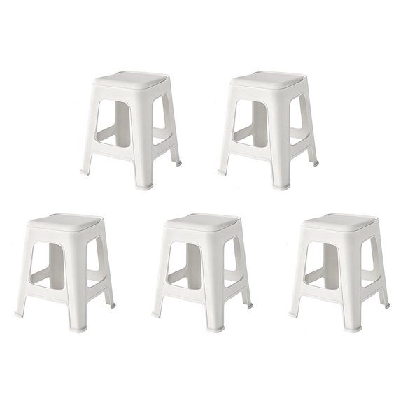 ICEEIF 5 Pack Stackable Classroom Stools, 18.8" Height White Plastic Nesting Stools, Portable Backless Flexible Seating for Classroom, School, Office, Home, Space-Saving Design