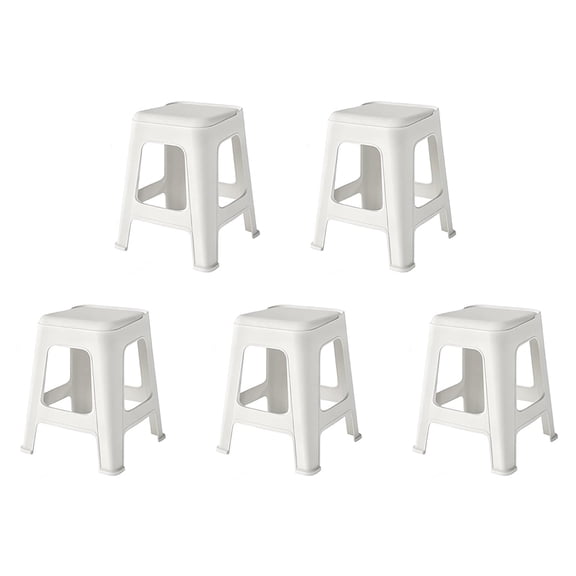 ICEEIF 5 Pack Stackable Classroom Stools, 18.8" Height White Plastic Nesting Stools, Portable Backless Flexible Seating for Classroom, School, Office, Home, Space-Saving Design