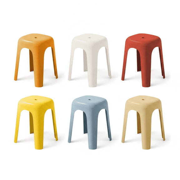 ICEEIF 6 Pack 18.1" Plastic Stackable School Stools, Colorful Nesting Backless Seating for Classroom, Home & Office