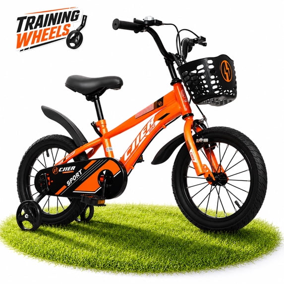 ICEELF 16 inch Kids Bike, Carbon Steel Frame, Dual Brakes, Adjustable Seat,Training Wheels for Boys Girls Ages 3-12