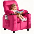 thumbnail image 1 of ICEELF Kids Recliner Chair with Cup Holder, Adjustable Velvet Lounge Chair with Footrest, Side Pockets for Boys Girls Bedroom, Rose Pink, 1 of 7