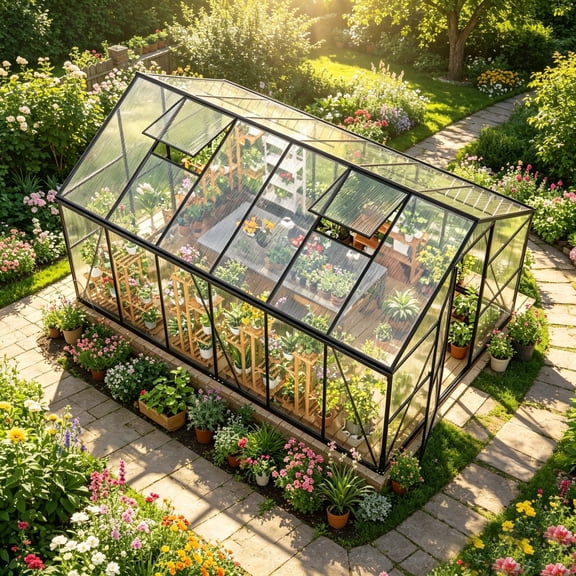 ICEELF Quick Assembly Polycarbonate Greenhouse, 8x12 FT Windproof Aluminum Frame with UV Protection, Adjustable Roof Vent for Backyard Garden