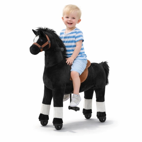 ICEEIF Ride On Horse for Kids 4-9 Years, Mechanical Walking Plush Riding Horse Toy, No Battery or Electricity, Indoor & Outdoor Ride-On Animal, Max Load 165 LBS