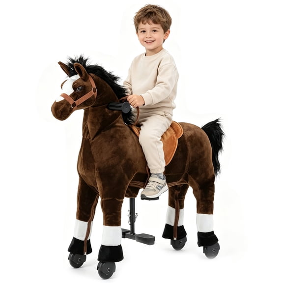 ICEELF Ride On Horse for Kids 4-9 Years, Mechanical Walking Plush Riding Horse Toy, No Battery or Electricity, Indoor & Outdoor Ride-On Animal, Max Load 165 LBS