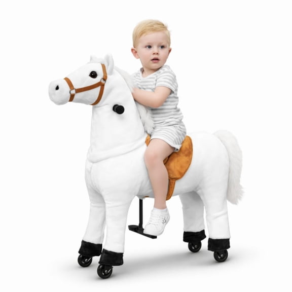 ICEEIF Ride On Horse for Kids 4-9 Years, Mechanical Walking Plush Riding Horse Toy, No Battery or Electricity, Indoor & Outdoor Ride-On Animal, Max Load 165 LBS