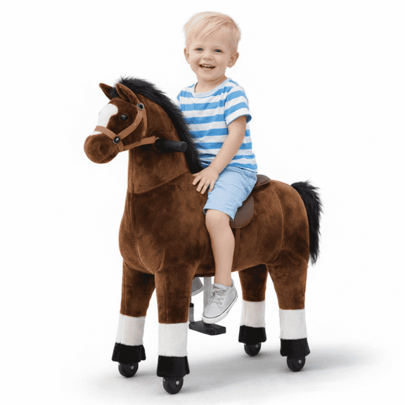 ICEELF Ride on Horse for Kids & Adults, 42.5" Mechanical Walking Horse Toy, Plush Riding Animal with No Battery or Electricity, Indoor Outdoor Riding Toy, Max Load 187 LBS