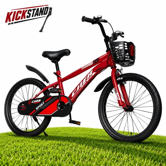 ICEELF 20 inch Kids Bike, Carbon Steel Frame, Dual Brakes, Adjustable Seat, Kickstand for Boys Girls Ages 7-13