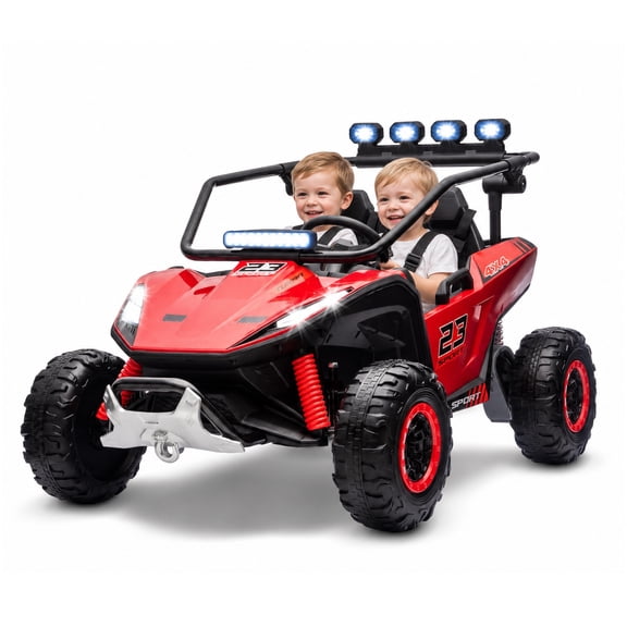ICEELF 24V 2-Seater Kids UTV, Ride-On Car with 4 x 200W Motors, 3-6 MPH, Music Function, 4 Spring Suspension, 20'' Seat for Kids Ages 3-8, Red