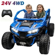 Real Spacious 2-Seater! Pipleo XL 24V Ride on Toys for Big Kids, 10AH Battery, 4x75W Motor, 5MPH UTV Ride on Car for Ages 3-8, Parent Remote Control, Bluetooth Music, EVA Tires & 4 Spring Suspension