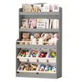 thumbnail image 1 of ICEELF 51" H 3-in-1 Kids Toy Storage Organizer with Bookshelf, 6 Removable Toy Bins & Stuffed Animal Storage, 5-Tier, Gray, 1 of 8