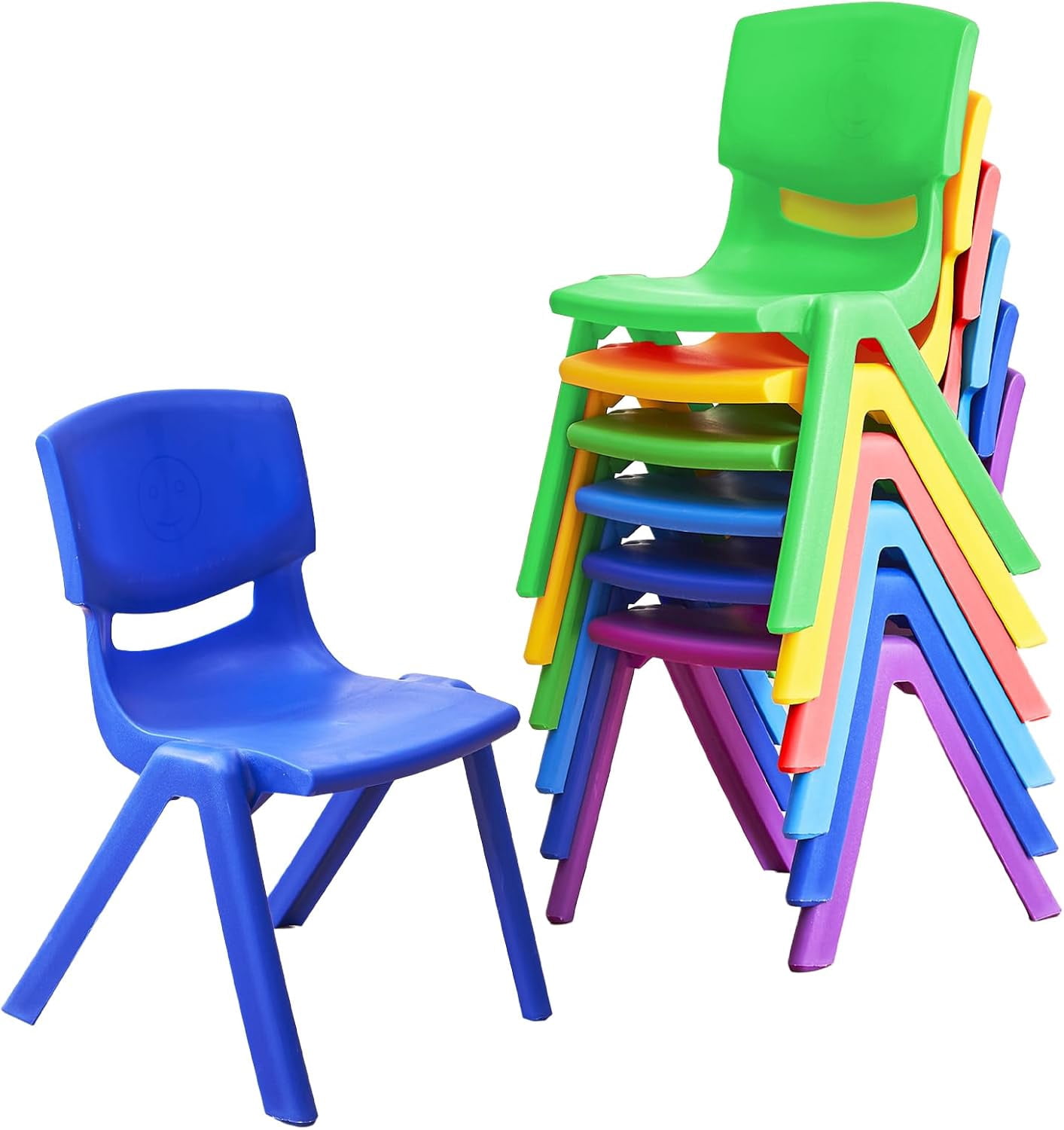 ICEELF 6Pcs Stackable School Chairs, Colorful Kids Plastic Chair for Toddlers with 12'' Seat, Kids Flexible Seating for Classroom Elementary, School, Daycare, Outdoor, Classroom，Back to School