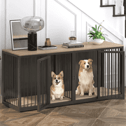ICEELF 71.6" Large Dog Crate Furniture, 2-Door Frame Pet Crate Furniture for Large Medium Small Dogs