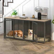ICEELF 71.6" Large Dog Crate Furniture, 2-Door Frame Pet Crate Furniture for Large Medium Small Dogs