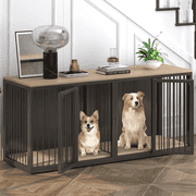 ICEELF 71.6" Large Dog Crate Furniture, 2-Door Frame Pet Crate Furniture for Large Medium Small Dogs