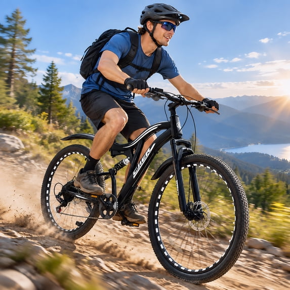 ICEELF Boys & Girls Mountain Bike Ages 6-15, 20/24 inch 7-Speed Bike with Dual Suspension, Dual Disc Brakes & High-Carbon Steel Frame