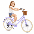 thumbnail image 1 of ICEELF Girls Retro Cruiser Bike Ages 8-15, 20/24 Inch 7-Speed Carbon Steel Bicycle with Rattan Basket & Dual Disc Brakes for Youth, 1 of 10