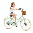 thumbnail image 1 of ICEELF Girls Retro Cruiser Bike ages 8-15, 20 inch 7-speed carbon steel bicycle with rattan basket & dual disc brakes for youth, 1 of 9