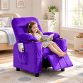thumbnail image 1 of Pipleo Kids Recliner Chairs for Toddlers, Toddlers Recliner Chair with Cup Holder, Footrest, Side Pockets, Ergonomic Adjustable Velvet Kids Lounge Chair, Comfortable Recliner Chair for Boys Girls, 1 of 8