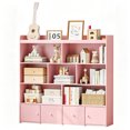 thumbnail image 1 of ICEELF Large Toy Storage Organizer and Kids Bookshelf, 7 Cubes, 2 Drawers and 2 Cabinets for Playroom, Bedroom, Living Room, Pink, 1 of 8