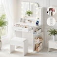 thumbnail image 1 of 26.4" Small Makeup Vanity Set with Mirror and Lights, NEORIVER Modern Vanity Desk with Bench and Power Outlets, 1 of 8
