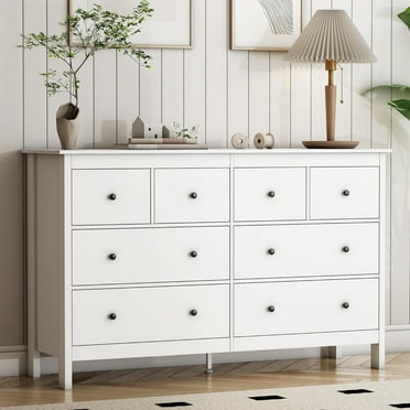 ICEELF White Dresser, 8 Drawer Dresser for Bedroom,  50" Modern Wide Storage Dresser & Chests of Drawers