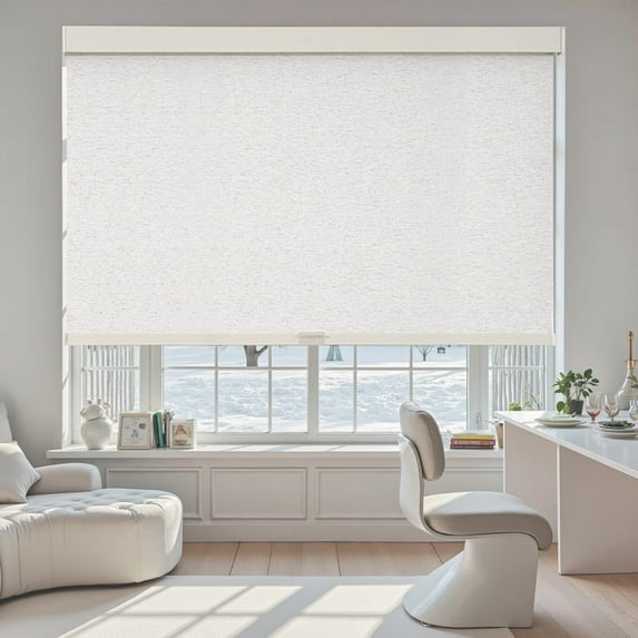 ICEFEEL Cordless Blackout Roller Shades with Valance – Thermal Insulated, UV Blocking, Woven Fabric for Bedroom, Office & Living Room,38"Wx72"H,Linen
