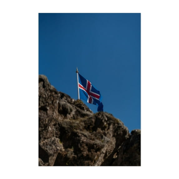 ICELAND | Icelandic Flag - Photography Nature Patriotic Travel Poster Scenic Minimalist Landscape Mountain Unframed Wall Art Print 24 x 30 inches