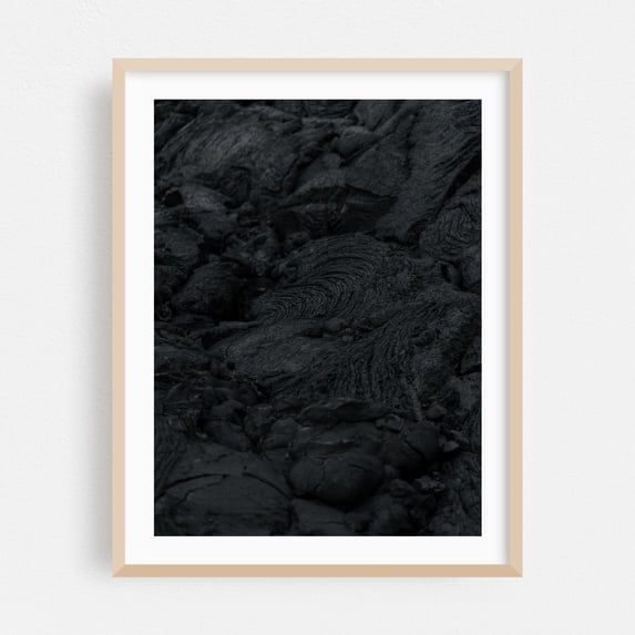 ICELAND | Volcanic Lava Fields II - Reykjavík Reykjavíkurborg Iceland Photography Abstract Nature Geometric Moody Landscape Minimalist Wilderness Oak Framed Wall Art Print 9 x 12 inches