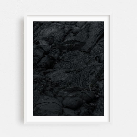 ICELAND | Volcanic Lava Fields II - Reykjavík Reykjavíkurborg Iceland Photography Abstract Nature Geometric Moody Landscape Minimalist Wilderness White Framed Wall Art Print 12 x 16 inches