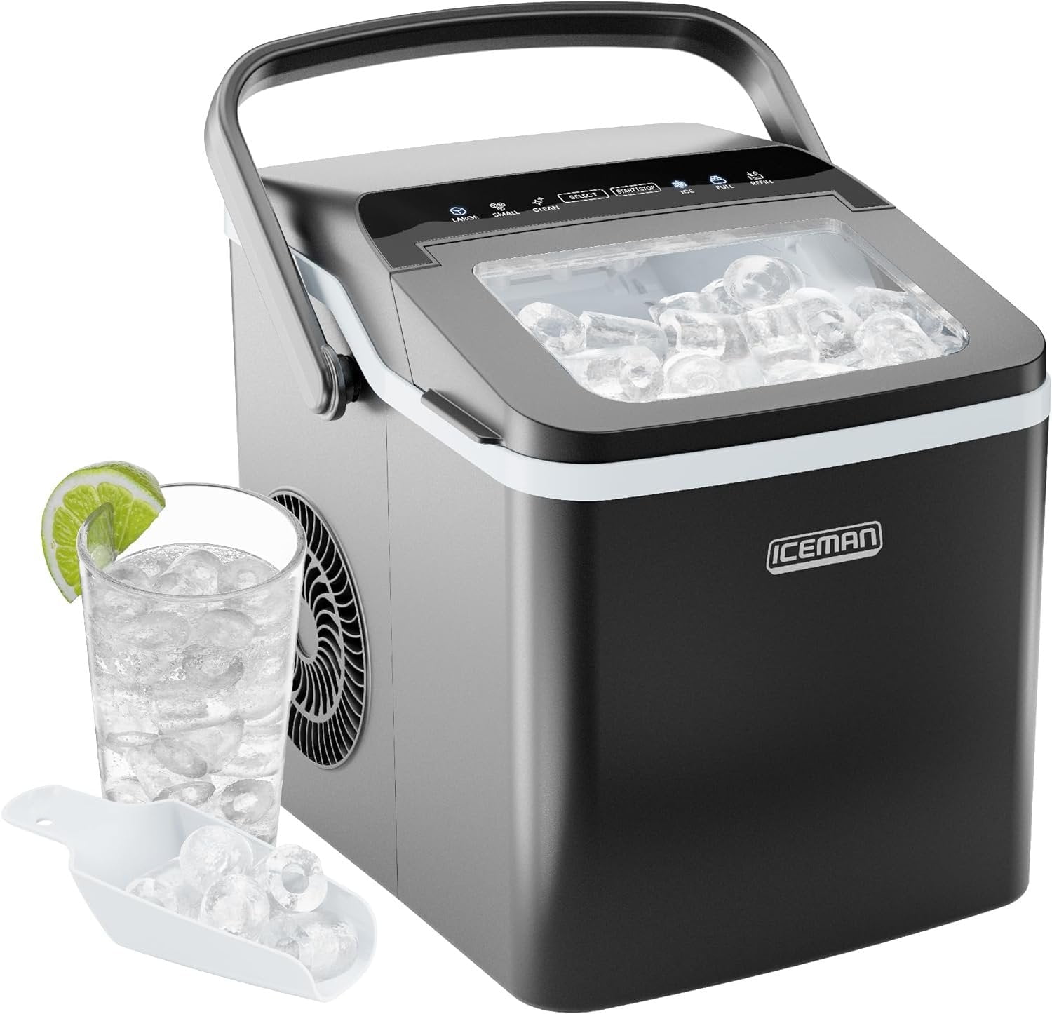 【iceman】 Iceman Compact Bullet Ice Maker with Dual-Size and 0.88lb