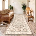 thumbnail image 1 of ICEANT 2'x6' Area Rug, Vintage Boho Runner Rugs for Hallway Kitchen Entryway Doormats, Non-slip Low Pile Carpet Machine Washable, Beige, 1 of 5