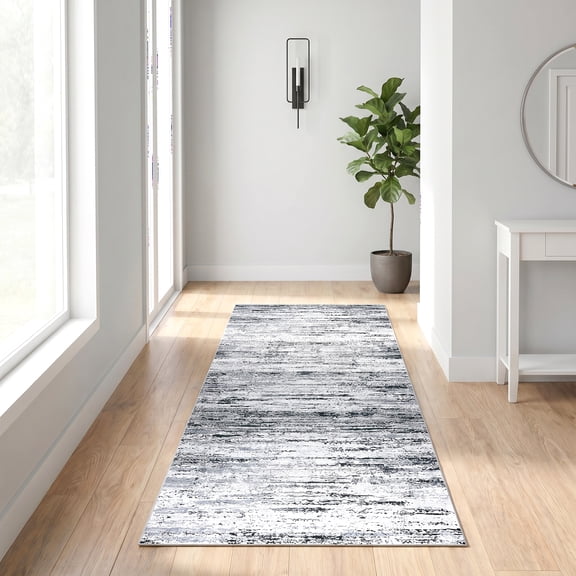 ICEANT 3'x8' Hallway Runner Rugs, Abstract Style Area rug with Non-Slip Backing, Washable Rug for Kitchen Entryway Bedroom Laundry Room, Black