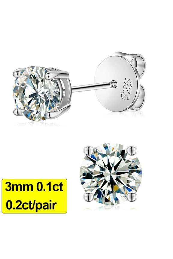 ICEOUTBOX 100% 925 Sterling Silver 0.1-4CT Test Passed Moissanite Diamond Studs Earrings for Women Wedding Fine Jewelry Gifts