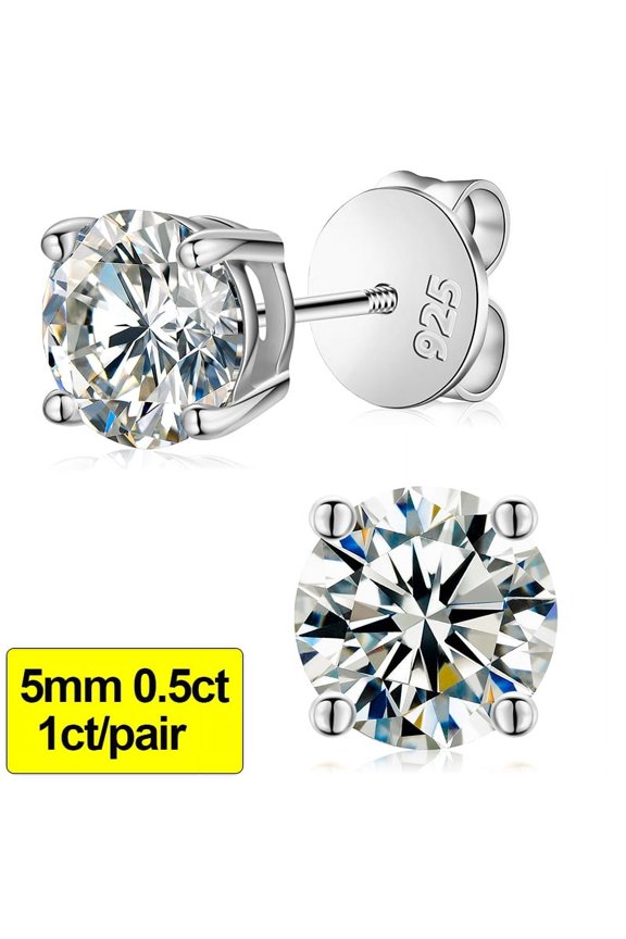 ICEOUTBOX 100% 925 Sterling Silver 0.1-4CT Test Passed Moissanite Diamond Studs Earrings for Women Wedding Fine Jewelry Gifts