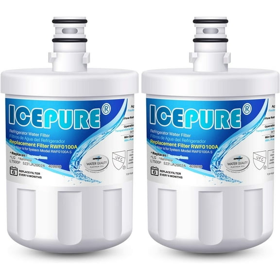 ICEPURE RWF0100A Refrigerator Water Filter,Replacement for LG LT500P, GEN11042FR-08, ADQ72910901, ADQ72910907, LFX25974ST, LFX25973S, Kenmore 9890, 469890, LSC27925ST, LFX25973D, LFX25973ST 2PACK