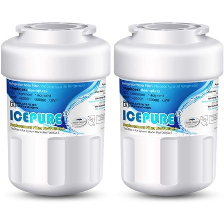 ICEPURE MWF Raplacement for GE SmartWater MWF, MWFP, HDX FMG-1, GSE25GSHECSS, 46-9991, GSH25JSDDSS, MWFA, GSHS6LGBBHSS, PC75009, RWF1060,GSHS6HGDBCSS, 197D6321P006 Refrigerator Water Filter, 2PACK