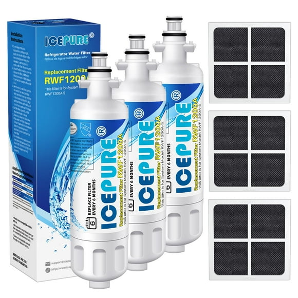 ICEPURE ADQ36006101 Replacement for LG LT700P, Kenmore Elite 9690, ADQ36006102, RFC 1200A, 46-9690 469690, ADQ36006101-S, LFXS30766S, WSL-3, FML-3, Refrigerator Water and LT120F Fresh Air Filte,3Combo