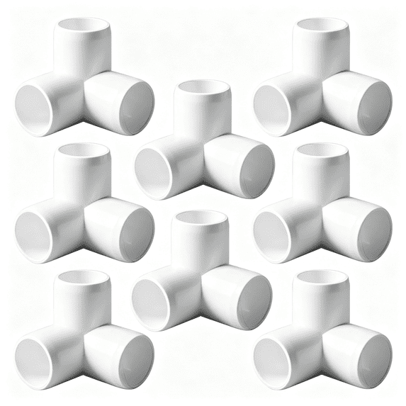 ICERUN 1“ Tee Pvc Fitting 3 Way Elbow Connector, Furniture Grade 90 Degree Elbow Side Outlet, Pvc Corner Fittings for Building Furniture Greenhouse Shed Pipe Fittings Tent Connection (Pack of 8)