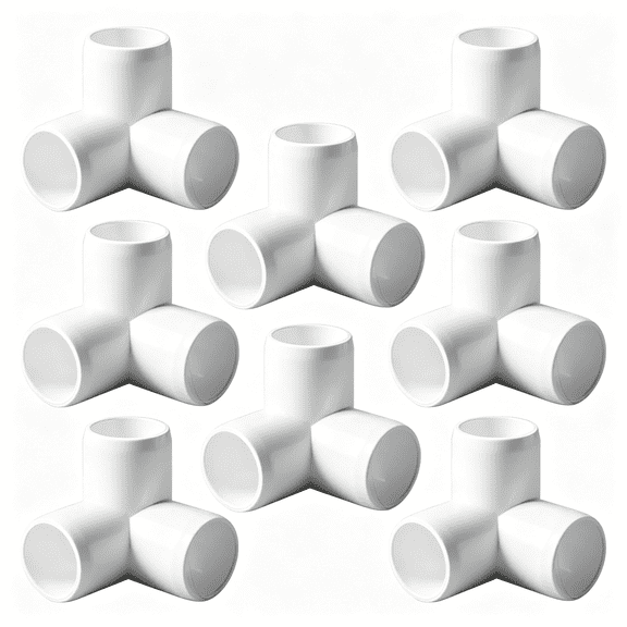 ICERUN 1 Tee Pvc Fitting 3 Way Elbow Connector, Furniture Grade 90 Degree Elbow Side Outlet, Pvc Corner Fittings for Building Furniture Greenhouse Shed Pipe Fittings Tent Connection (Pack of 8)