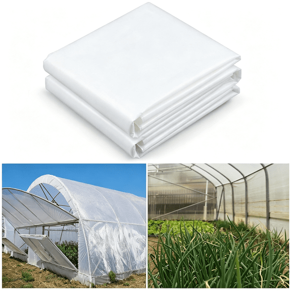 ICERUN 10 X 26 Ft 8 Mil Greenhouse Plastic Film, 4-Year Uv Resistant Polyethylene Cover, Clear Anti-Drip Sheeting for Garden Hoop House Tunnel Farming, 4-Year Uv Greenhouse Plastic
