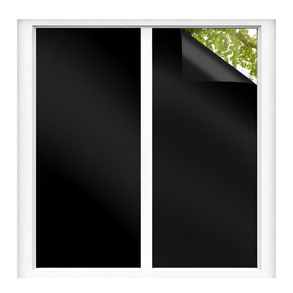ICERUN 17"X 78"Total Blackout Privacy Window Film,Peel and Stick Opaque Sun Blocking Door Window Covering Uv Light Blocking Home Window Tint Film Privacy,Black