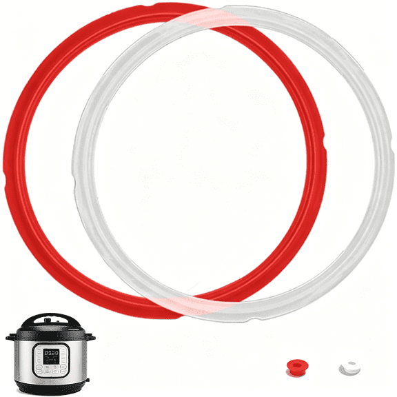 ICERUN 2 Pack Sealing Ring 3 Qt for Sealing Rings with 2 Float Valve Caps for 3 Qt,Food-Grade Silicone 3Qt Sealing Ring,Red,Clear