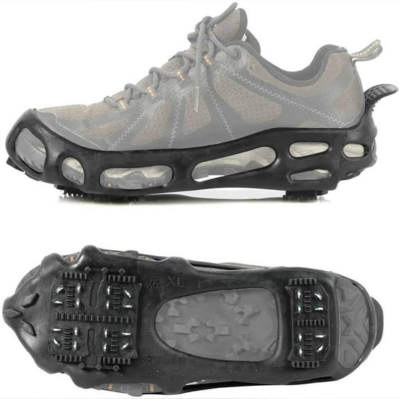 ICERUN 2 Pcs Ice Cleats,24 Teeth Grip Ice Shoes Grippers,Easy Wear Winter Essential Spikes for Shoes,M