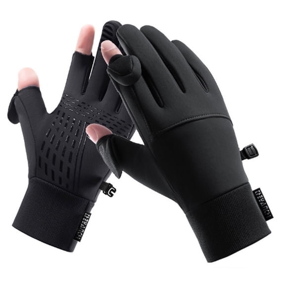TELOLY 2 Pcs Men's Winter Gloves, Warm Fleece Lined, Touch Screen Cycling & Waterproof Driving Gloves