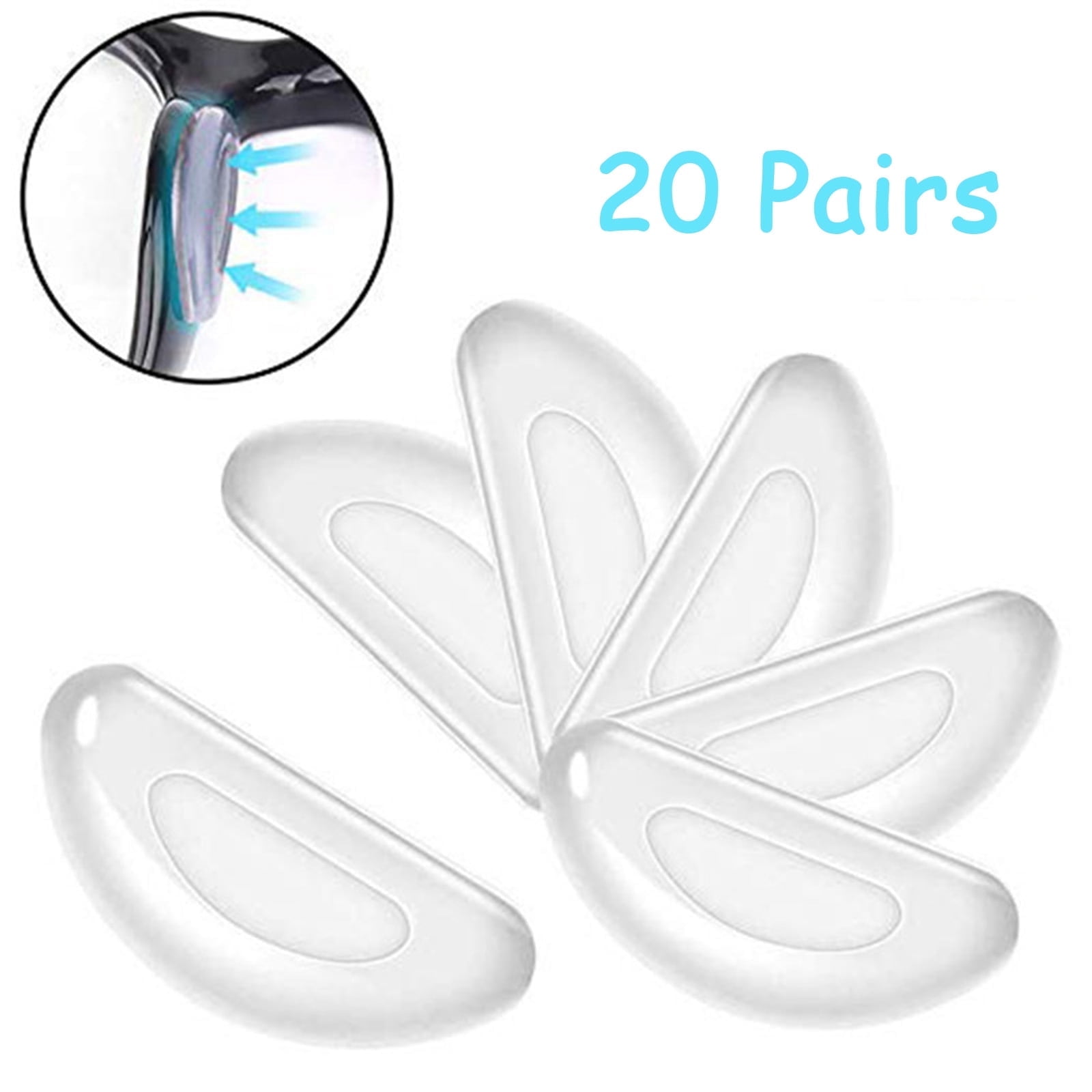 ICERUN 20 Pairs Glasses Nose Pad,Self-Adhesive Silicone Nose Pads for Eyeglass,Transparent Anti-Slip Nose Pads for Glasses